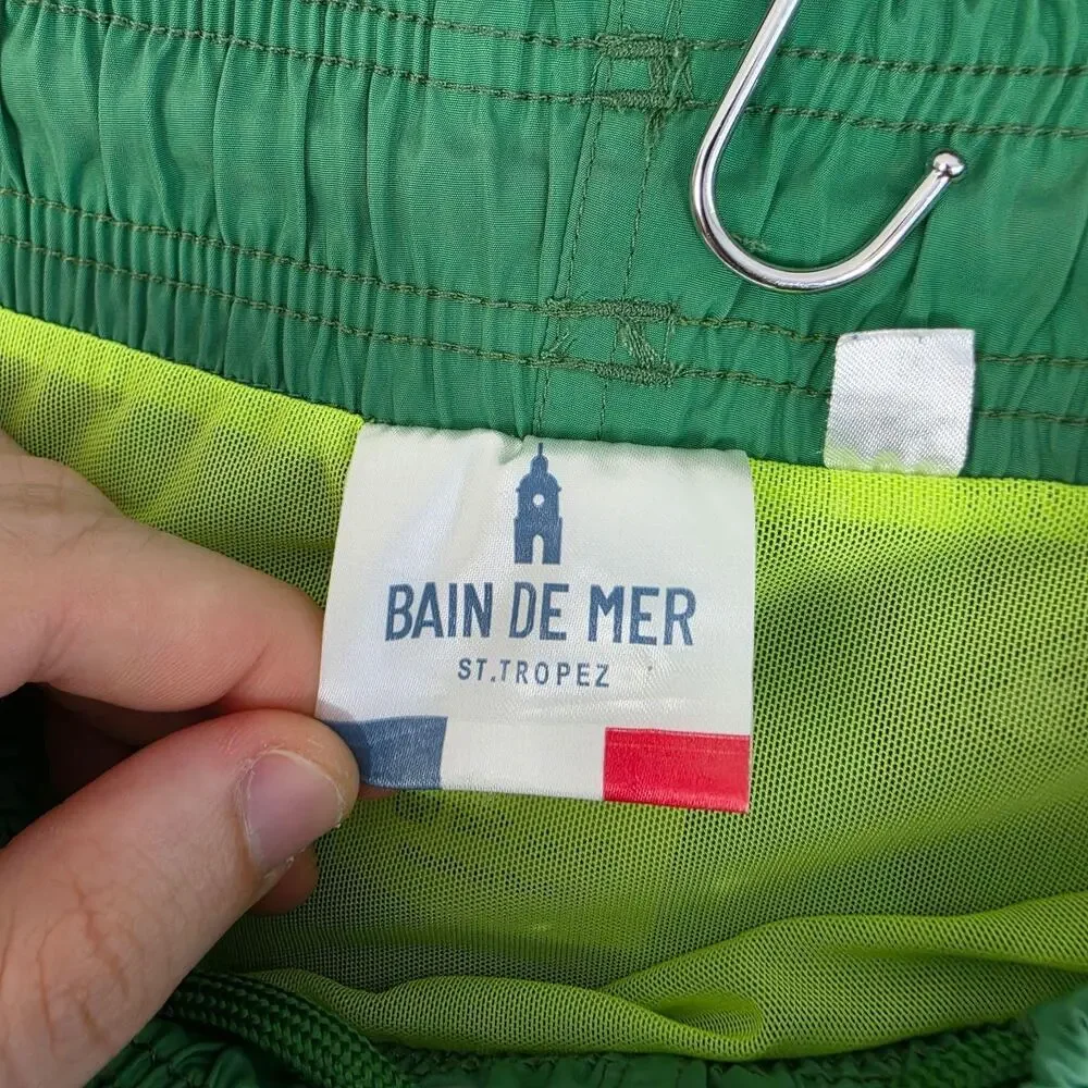 Bain De Mer Swim Shorts Men Small Catch The Cash Green Beach Resort Luxury Pool